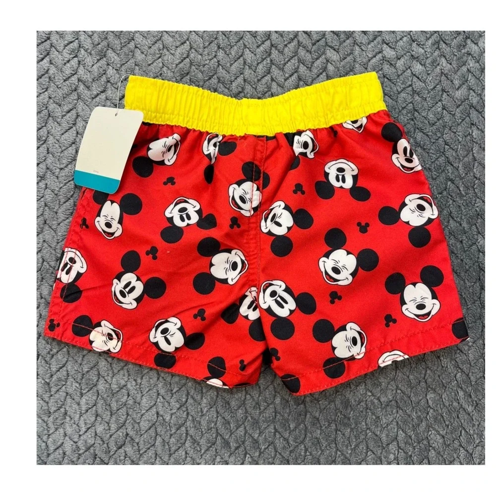 Mickey Mouse Baby Red Disney Baby Swim Trunks Mesh Lined 3/6M